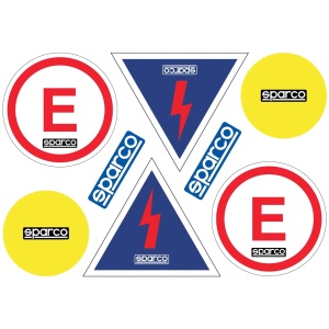 Sparco stickerset hoofdstroom en brandblusser met acht stickers