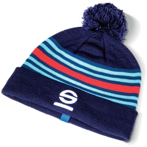 Sparco Stripes beanie kinderen in marineblauw met pompon
