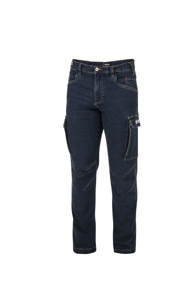Sparco Tech Denim Dallas Arbeitsjeans 1 Sparco Tech Denim Dallas werkjeans in blauw met cargozakken