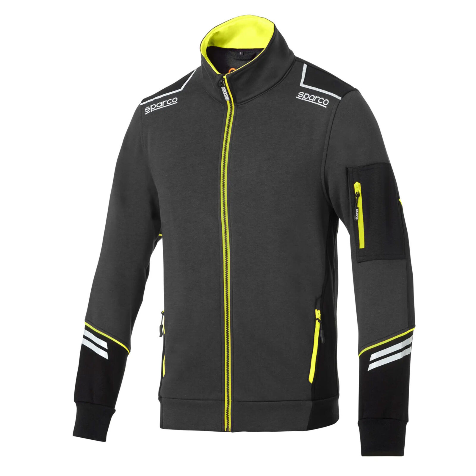 Sparco Tech Full Zip TW work jacket 4 Grijs/geel monteursvest van Sparco met borstzak