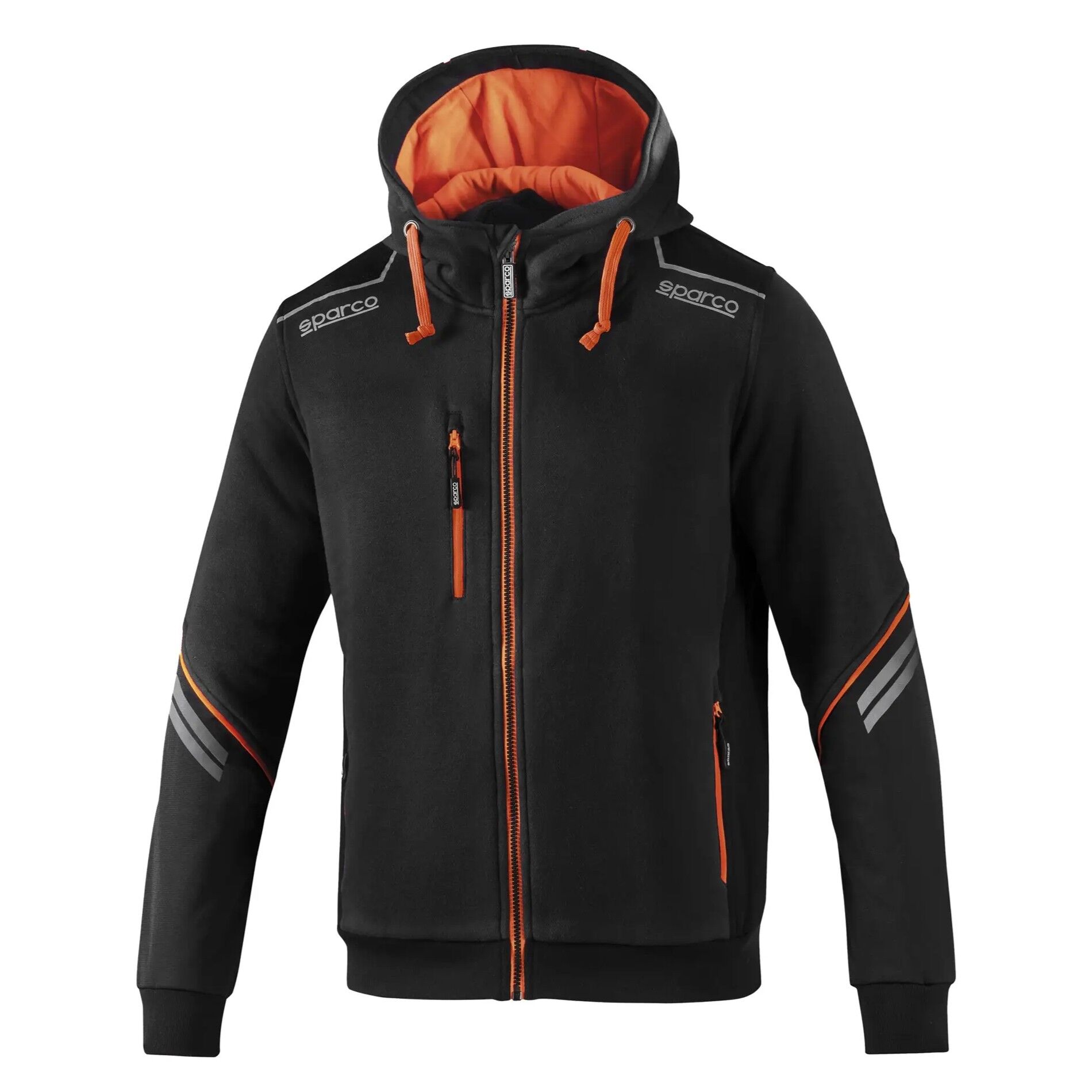 Sparco Tech Colorado zip hoodie 1 Tech hoodie Colorado van Sparco in zwart met oranje