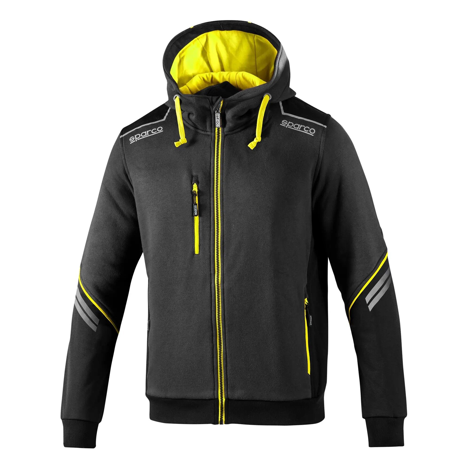 Sparco Tech Colorado zip hoodie 3 Grijs met gele monteurshoodie met reflecterende strepen