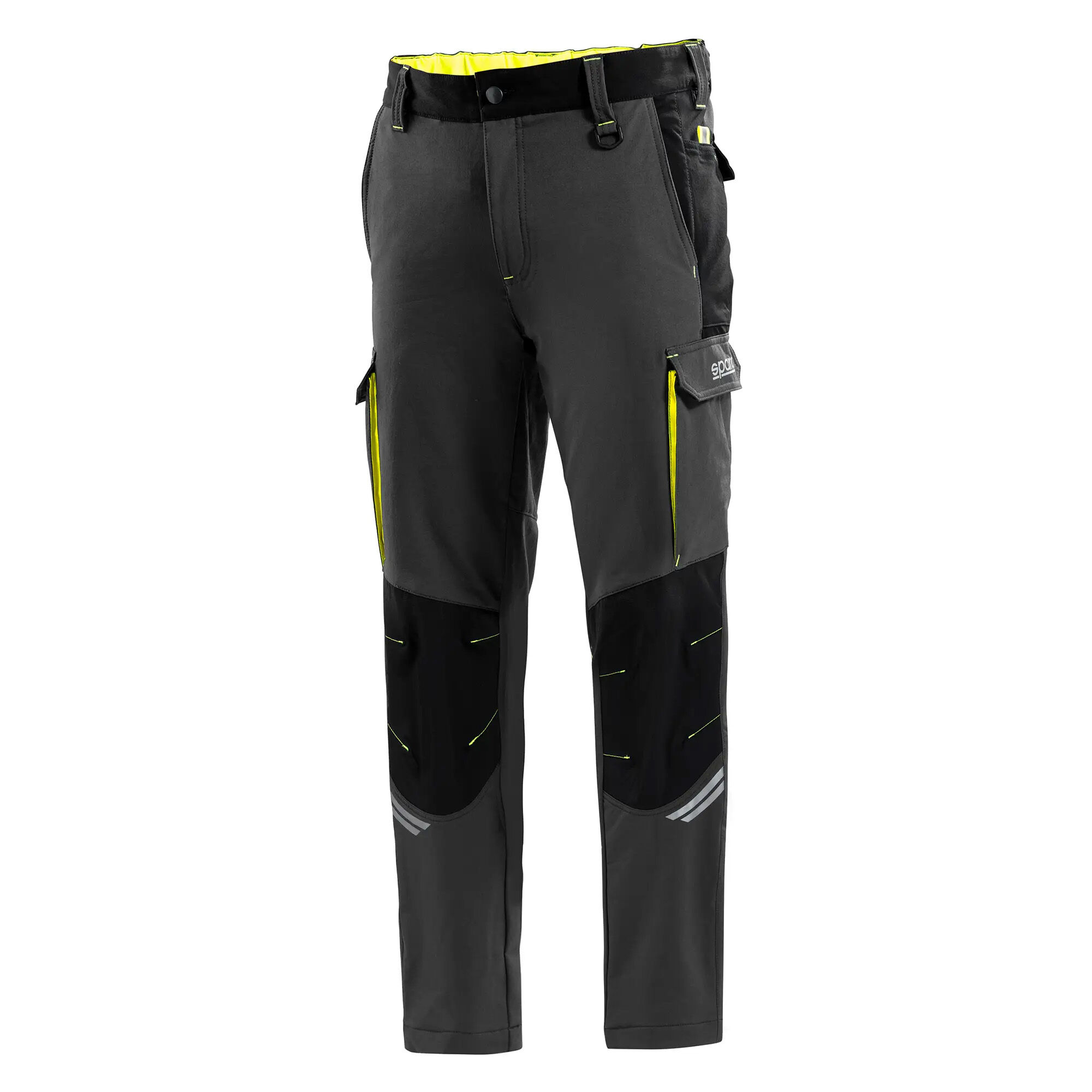 Sparco Tech werkbroek Oregon 2 Grijs met gele monteursbroek met verstevigde knieën