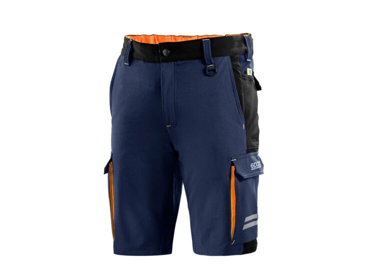 Short de travail Sparco Tech taille XL 2 Werkshort van Sparco in marineblauw met oranje