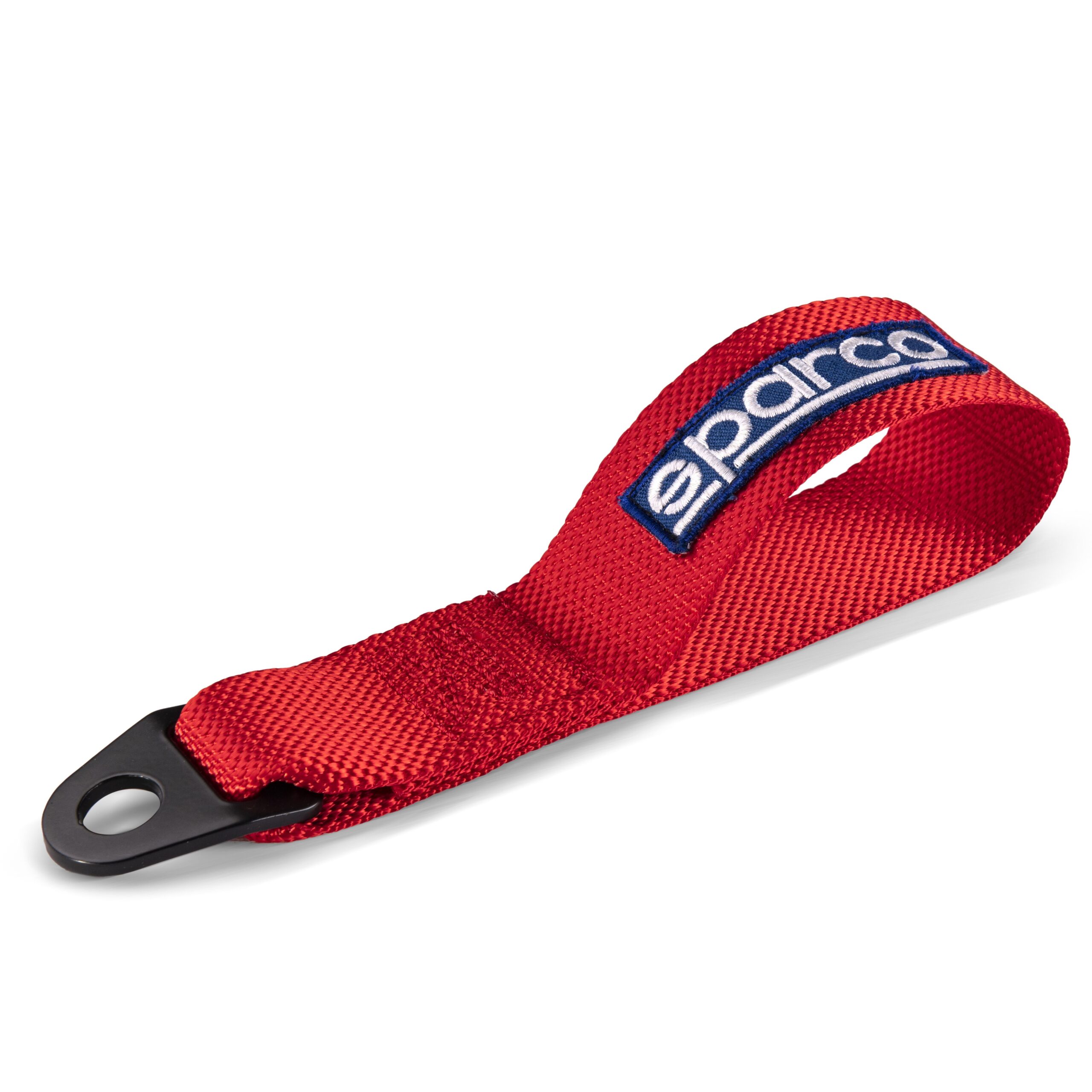 Sangle de remorquage textile Sparco FIA rouge 1 Sparco textiel sleepoog in rood met stalen bevestigingsplaat