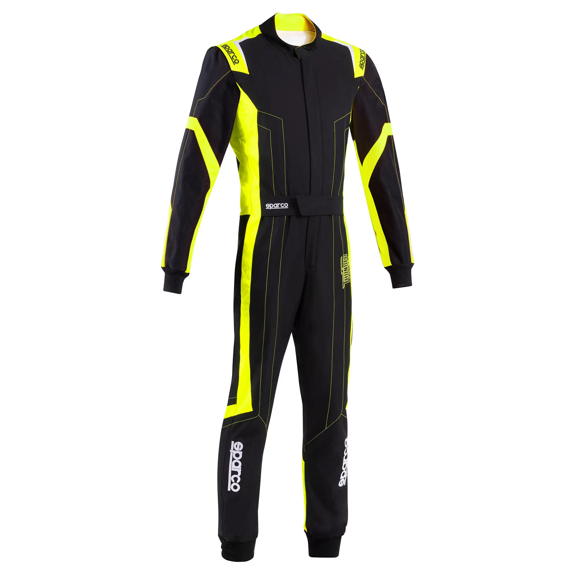 Sparco Thunder Advanced kartoverall 3 Sparco Thunder Advanced kartpak zwart met fluo geel