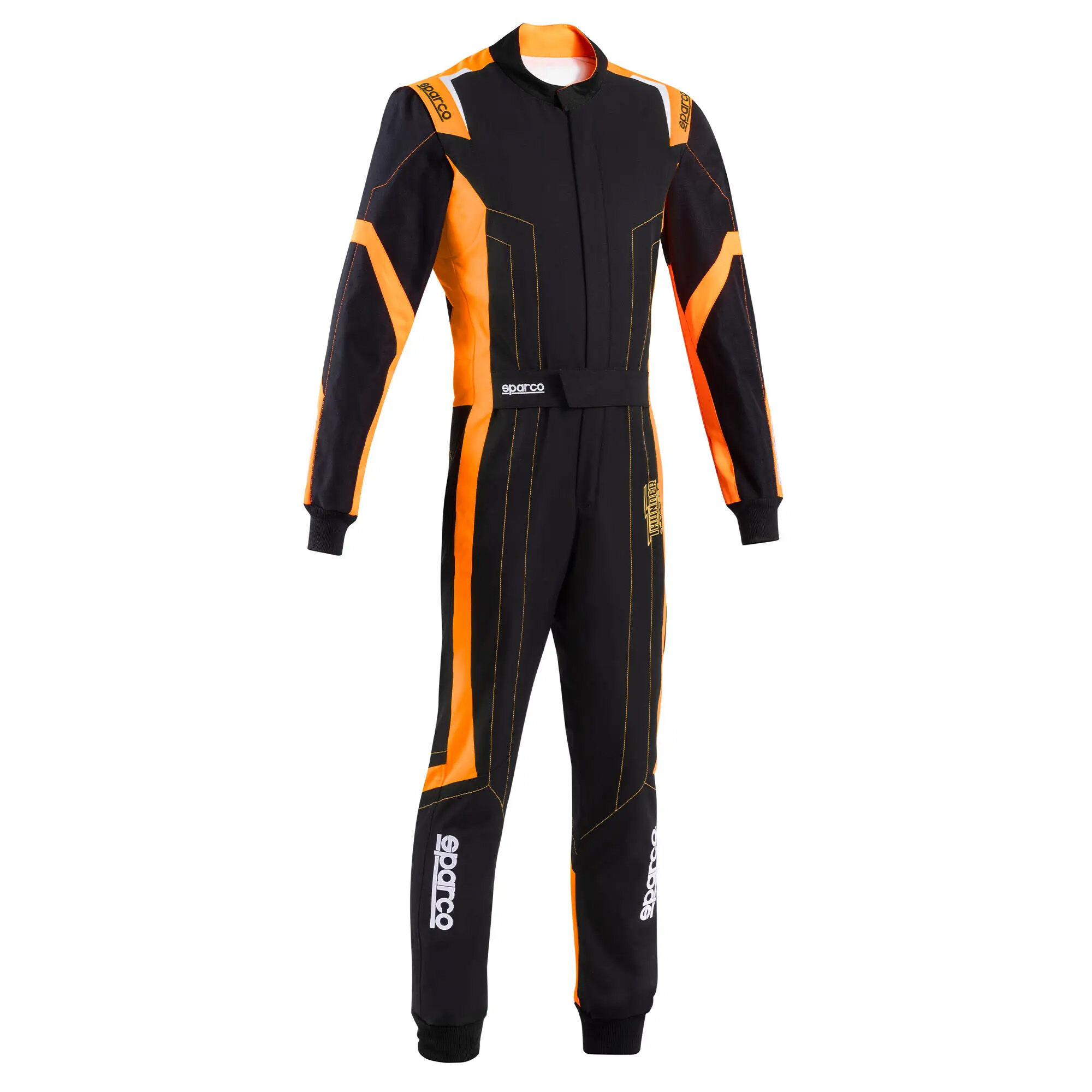 Sparco Thunder Advanced kartoverall 4 Sparco Thunder Advanced kartpak zwart met fluo oranje