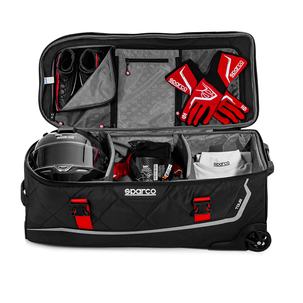 Sparco Tour trolley 5 Geopende Sparco Tour Kit Bag met interne compartimenten