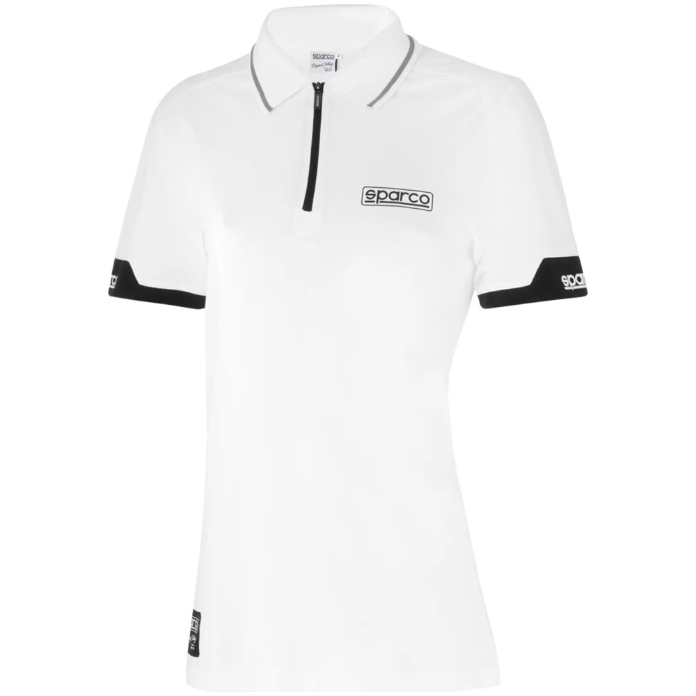 Sparco Zip polo dames in wit met gecoate rits
