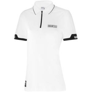 Sparco Zip polo dames in wit met gecoate rits