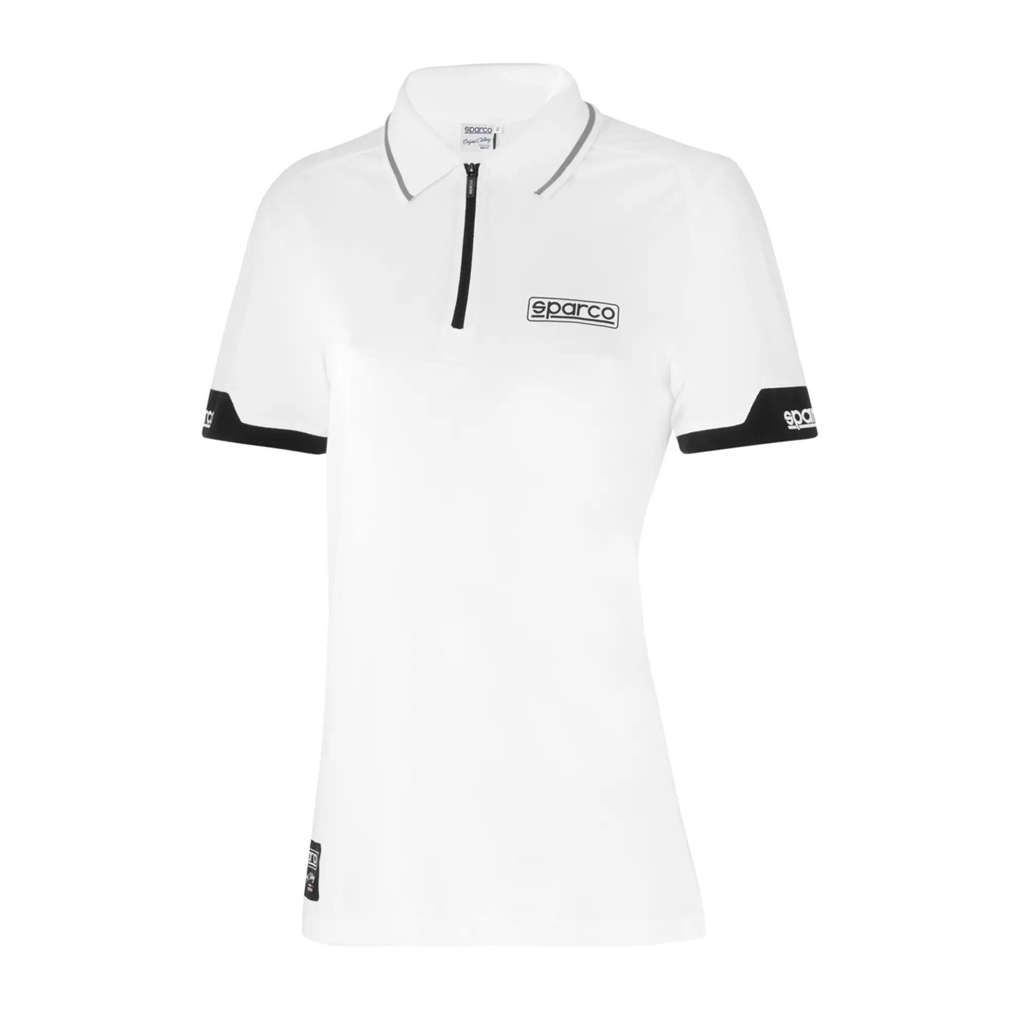 Polo zippé femme Sparco 1 Sparco Zip polo dames in wit met gecoate rits