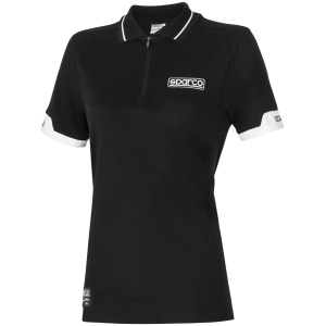 Sparco Zip polo dames in wit met gecoate rits