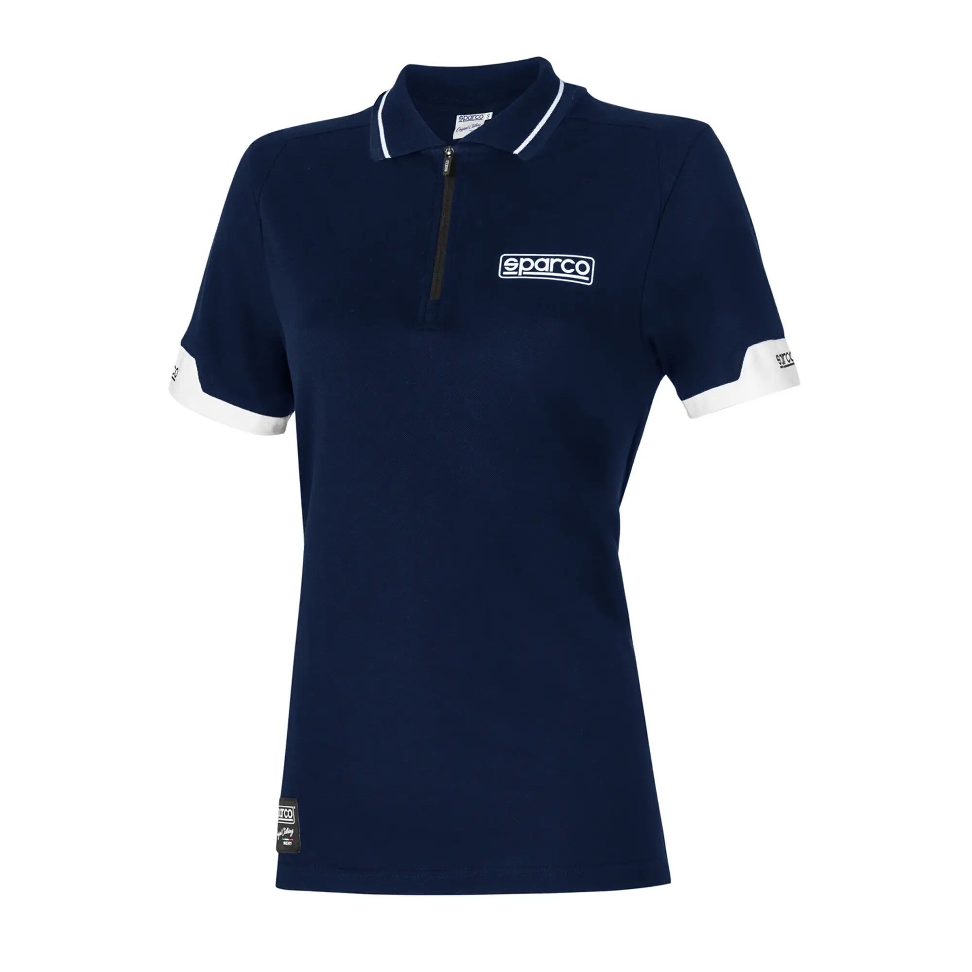 Polo zippé femme Sparco 3 Blauwe piqué polo voor dames met rits
