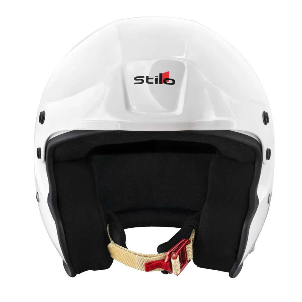 Stilo Sport Jet open face helmet 2 Vooraanzicht van de witte jethelm met verstelbare klep