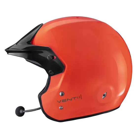 Stilo Venti4 Trophy Offshore Snell SA2025 casque 2 Zijkant van de oranje offshore helm met headset
