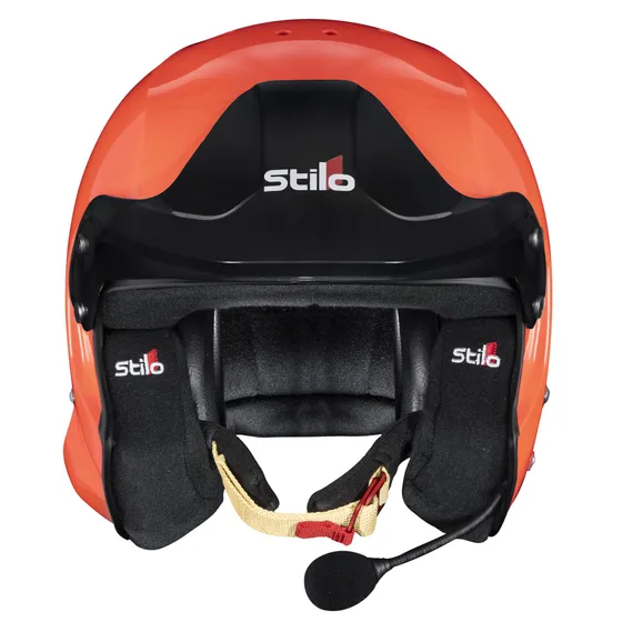 Stilo Venti4 Trophy Offshore Snell SA2025 casque 3 Vooraanzicht van de offshore helm met microfoonhouder