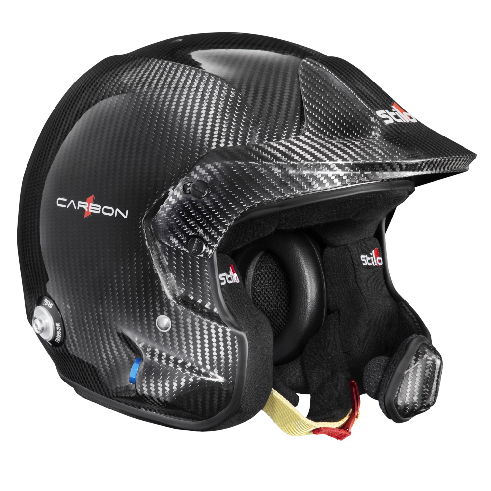 Stilo Venti4 WRC Carbon Rally Snell SA2025 rally helmet 2 Zijprofiel van de SA2025 carbon rallyhelm met klep
