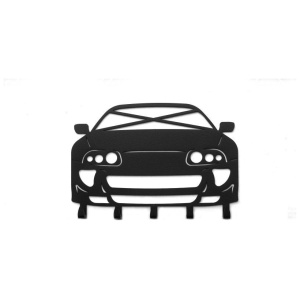 Supra 2JZ sleutelhanger: zwart sleutelrek met het front van de Toyota Supra