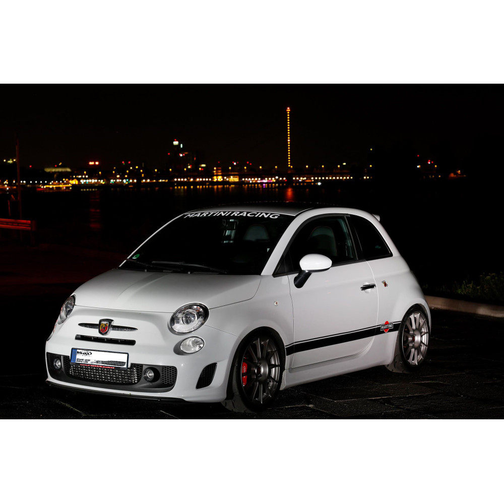 Abarth / Fiat 500 / 595 / 695 V-Maxx Big Brake Kit 330 mm 4-zuiger 3 Voorwiel van een 500 met een V-Maxx sportremset op de vooras